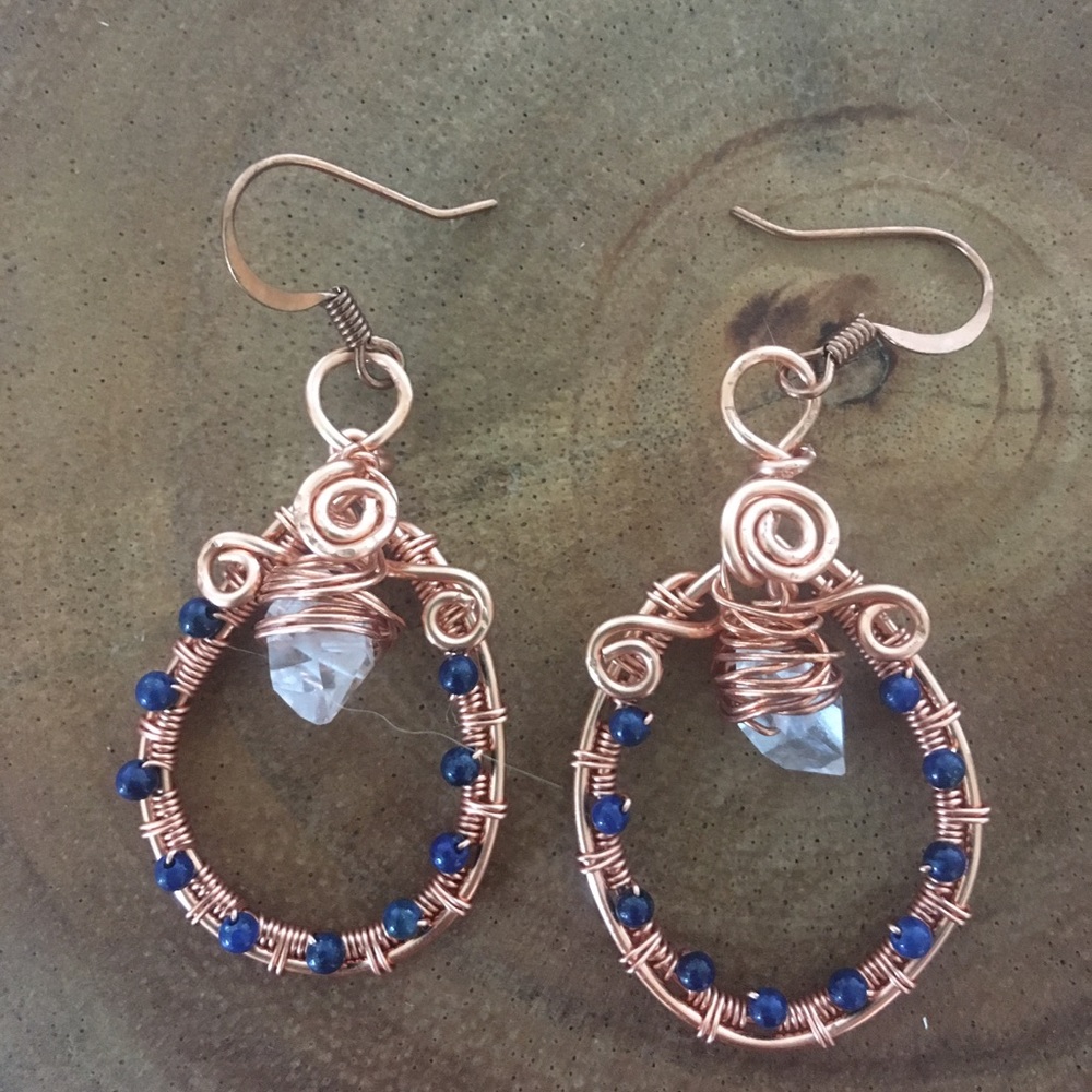 Lapis lazuli and herkimer Diamond earrings